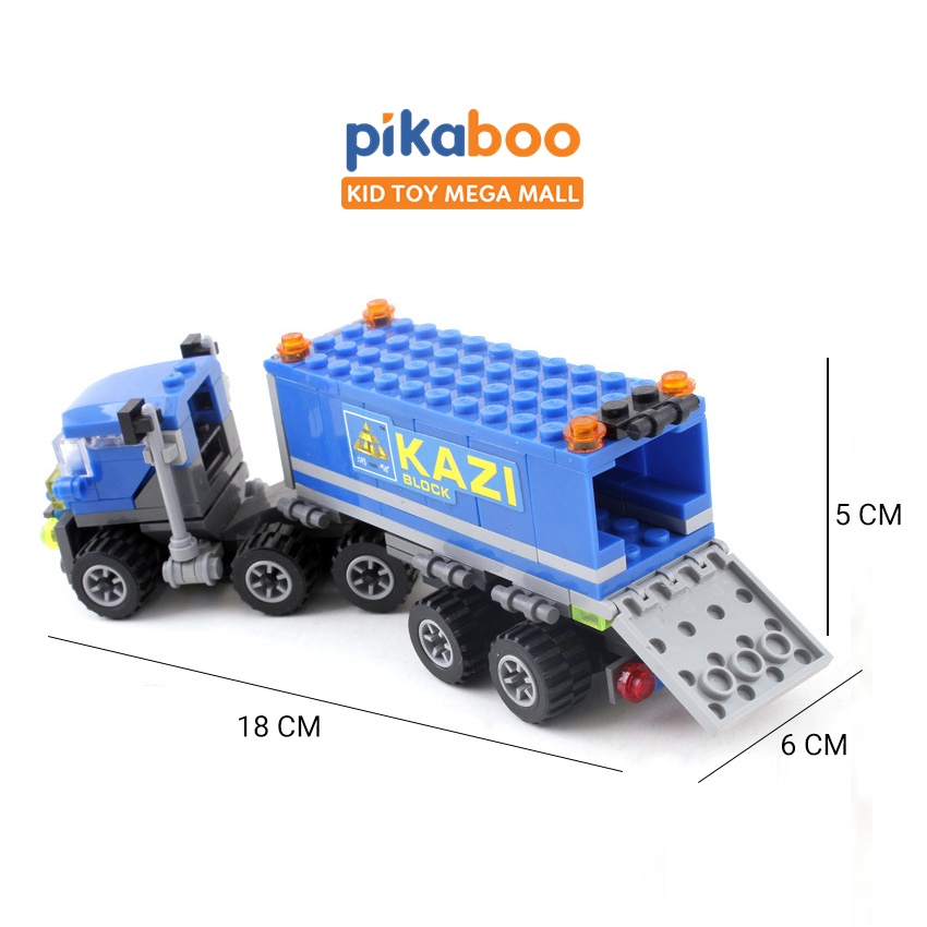 Đồ chơi lắp ráp xếp hình xe tải chở hàng Pikaboo 163 chi tiết bằng nhựa ABS cao cấp an toàn sáng tạo được nhiều mô hình