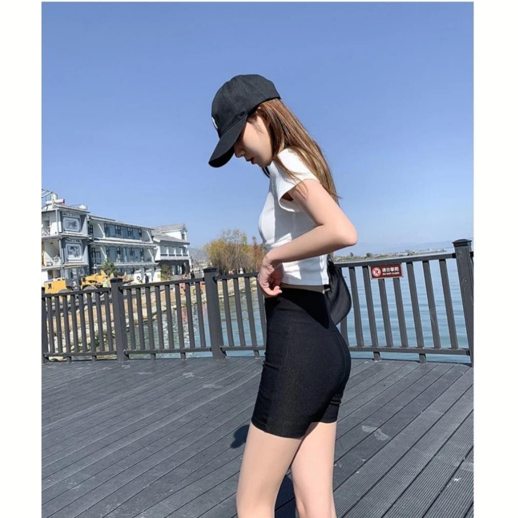 Quần short Real Fashion nữ, quần đùi vải Polyester cạp cao 7cm mặc cực mát có bigsize