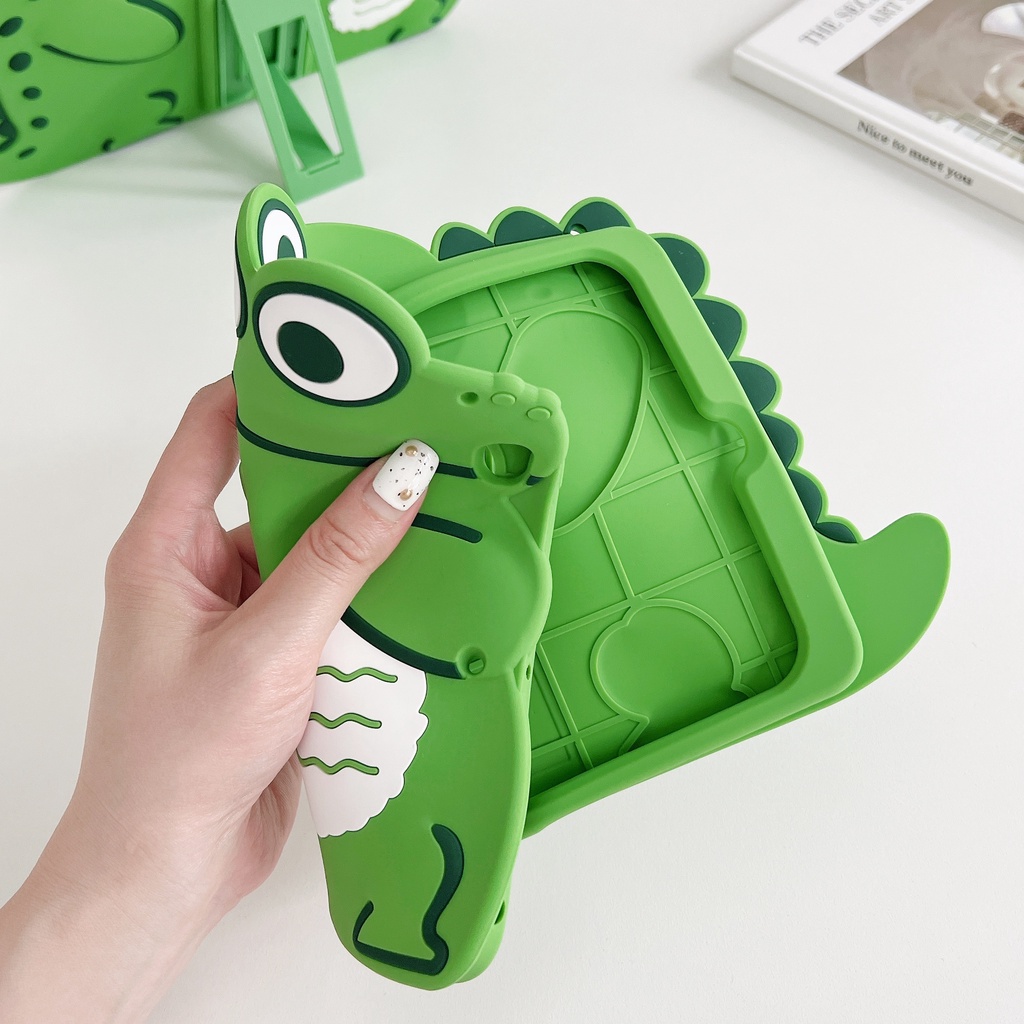 Ốp Máy Tính Bảng Silicon Mềm In Khủng Long Hoạt Hình Có Dây Đeo Cho iPad 234 2019pro/2020/2018/2017/mini12345/air12