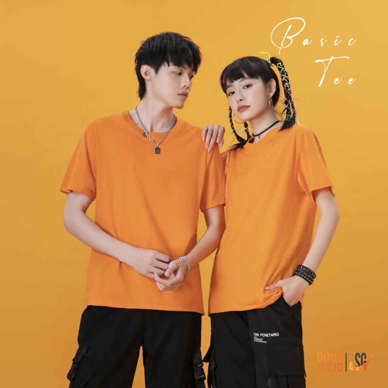 Áo thun trơn màu cam nhạt phông unisex basic nam nữ cổ tròn thun cotton 4 chiều mềm mịn ATTCN | SG
