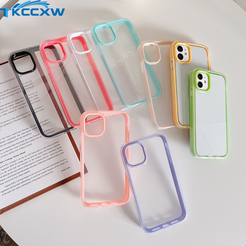 Ốp Điện Thoại Trong Suốt Viền Màu Kẹo Chống Sốc 3 Trong 1 Cho Xiaomi Mi 12X 12 Pro Mi 11 Lite Mi 11 Pro 10S