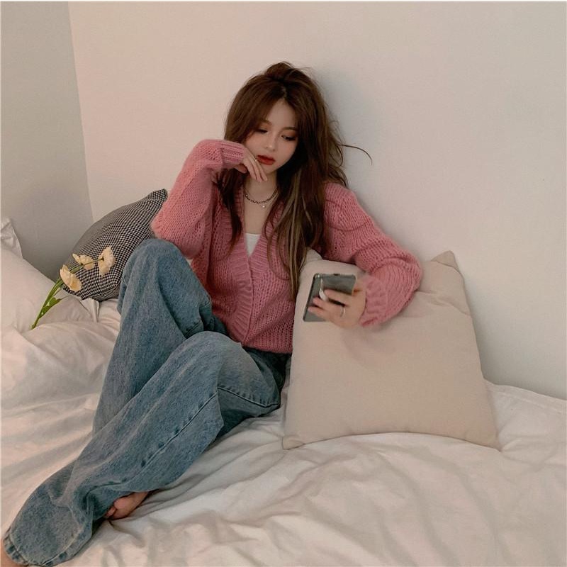 [Spot] Áo nịt đan cổ chữ V thời trang Hàn Quốc 2022