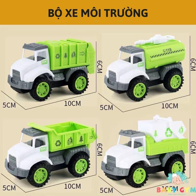 Xe ô tô đồ chơi dây cót chạy đà cho bé, bộ 4 xe nhiều chủ đề, nhiều màu sắc, kiểu dáng đẹp an toàn cho bé BABYGYM