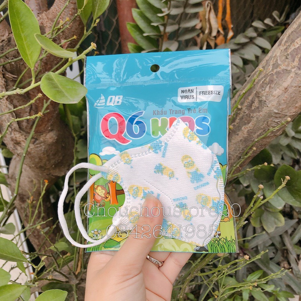 [Lẻ] Túi 10 chiếc Khẩu Trang 6D Q6 Kids Siêu Kháng Khuẩn In Hình Hoạ Tiết Cho Bé Từ 2 - 5 Tuổi