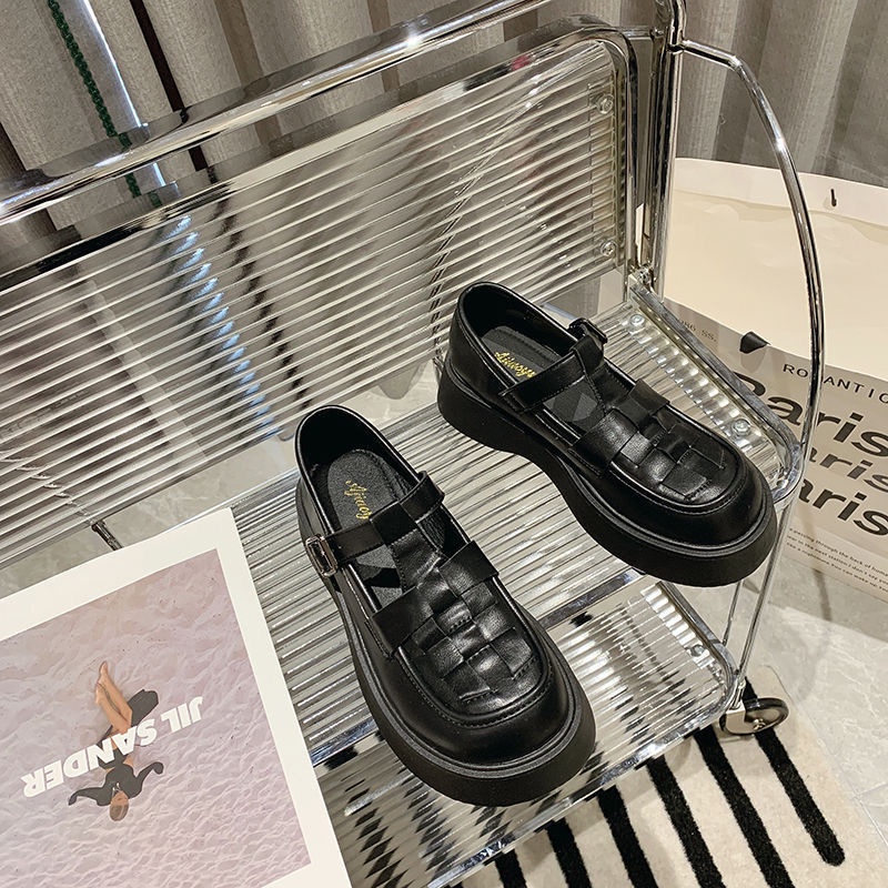 Giày Lười Da Đế Dày Hở Ngón Phong Cách Anh Quốc Thời Trang Xuân Hè Cho Nữ