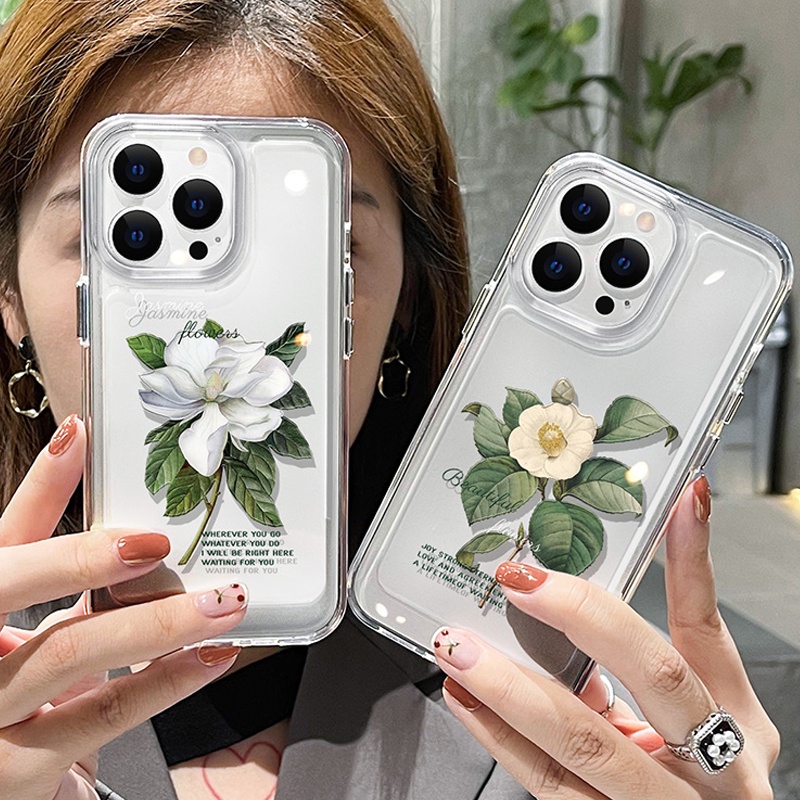Ốp Điện Thoại DecoPhone Acrylic tpu acrylic Trong Suốt Họa Tiết Hoa Cho iphone 6s 7 8 plus x xs xr 11 12 13 14 15 max pro