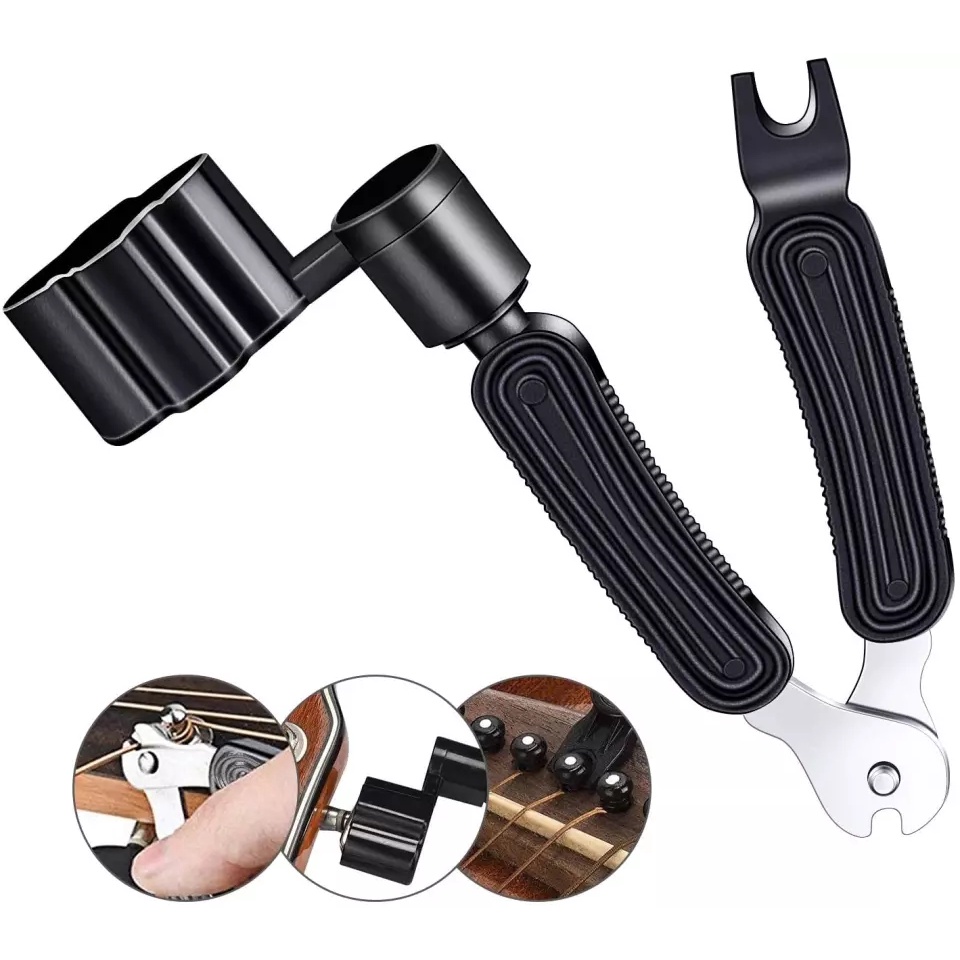 Dụng cụ thay dây đàn guitar đa năng kiềm cắt dây đàn guitar, tay quay khóa đàn guitar, lấy chốt đàn guitar
