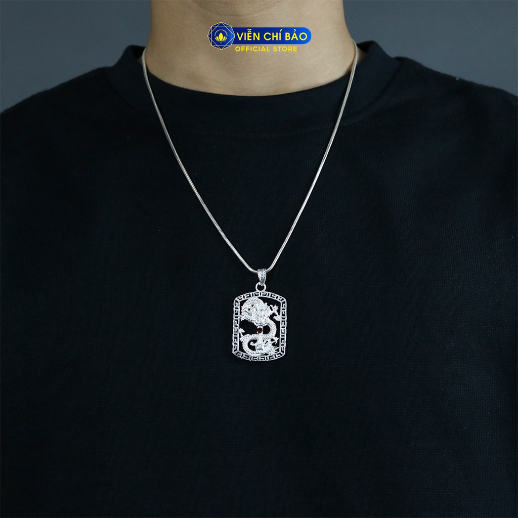 Mặt dây chuyền hình rồng chữ nhật mới chất liệu bạc 925 thời trang phụ kiện trang sức Viễn Chí Bảo M300303