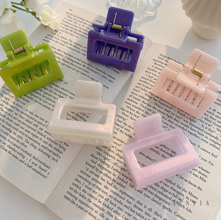 Kẹp Tóc Nhựa Acrylic Màu Trơn Phong Cách Hàn Quốc Dành Cho Nữ