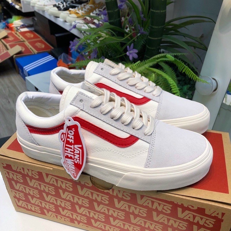 Giầy vans vaul sọc đỏ da thật 1:1 ( full box + free ship )