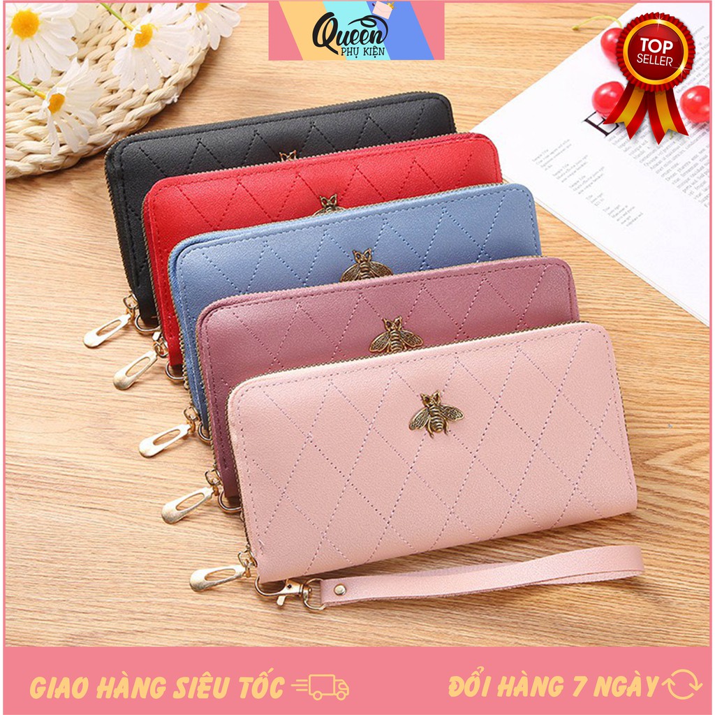 Ví Nữ Đẹp Dáng Dài Đính Con Ong Đựng Tiền Điện Thoại Thời Trang Cao Cấp