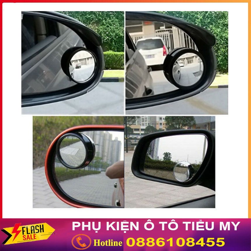 Bộ 2 gương cầu lồi xoá điểm mù có viền bao - gương cầu 360 độ gắn ô tô xe máy