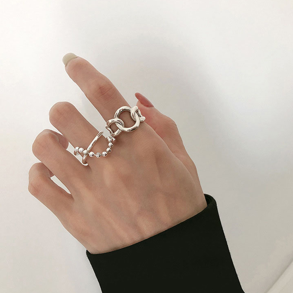 Nhẫn thời trang Hàn Quốc dạng mở hình dây xích rỗng sang trọng cho nữ