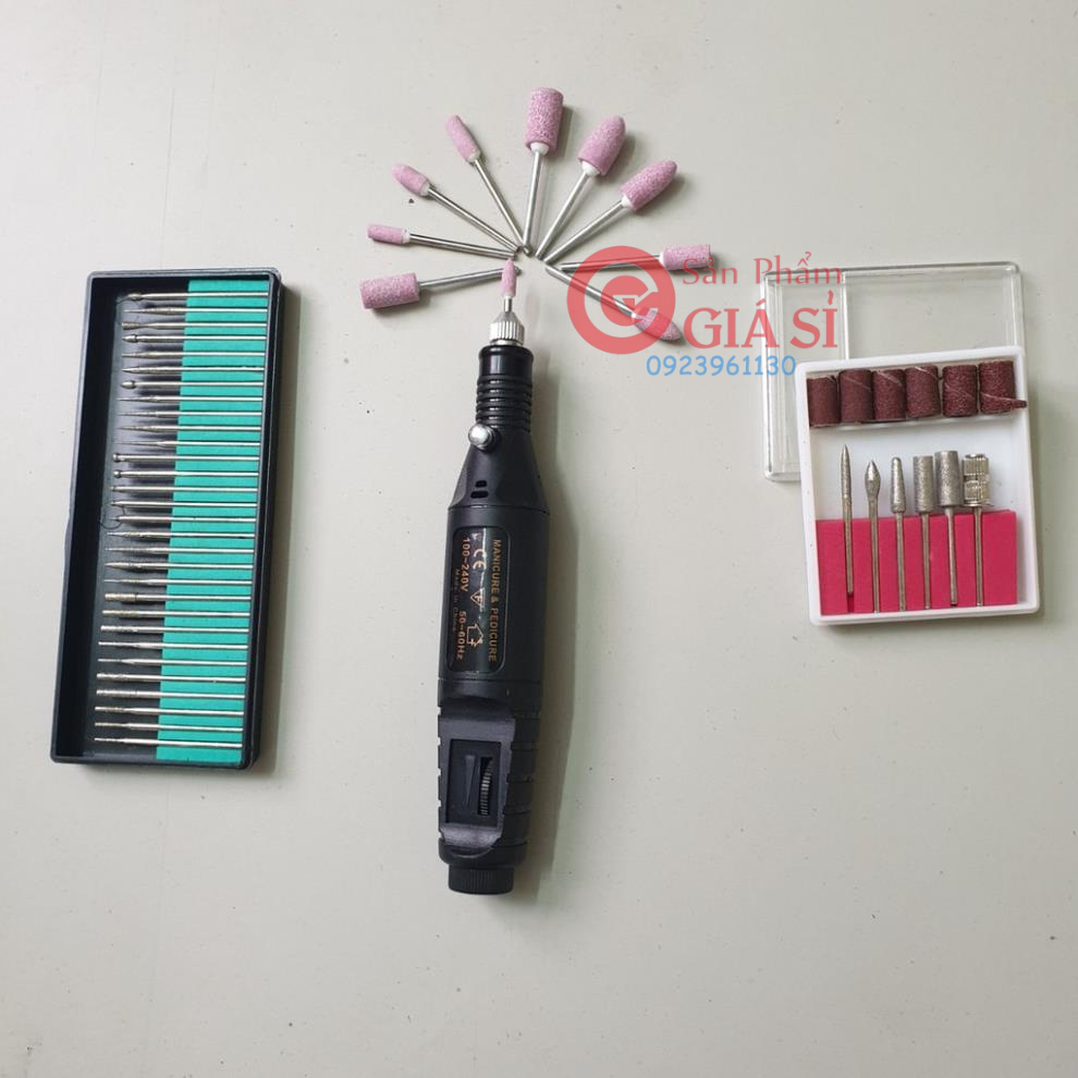 Máy mài khắc mini hoặc mài móng tay làm Nail đều ok FUll bộ có 30 mũi mài kim cương, 10 mũi đã và bộ mài giáp chân cán ❤