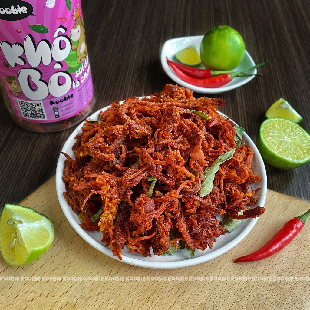 Khô bò xé sợi lá chanh 300g Koobie, đồ ăn vặt ngon an toàn vệ sinh, giao hàng siêu tốc | BigBuy360 - bigbuy360.vn