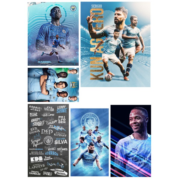 Bộ 40 STICKER hình dán MANCHESTER CITY, hình dán bóng đá, hình dán laptop