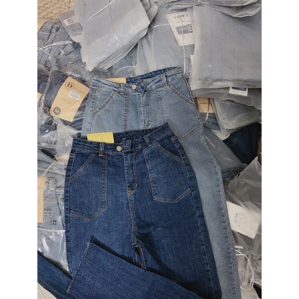 Quần jeans ống đứng co dãn