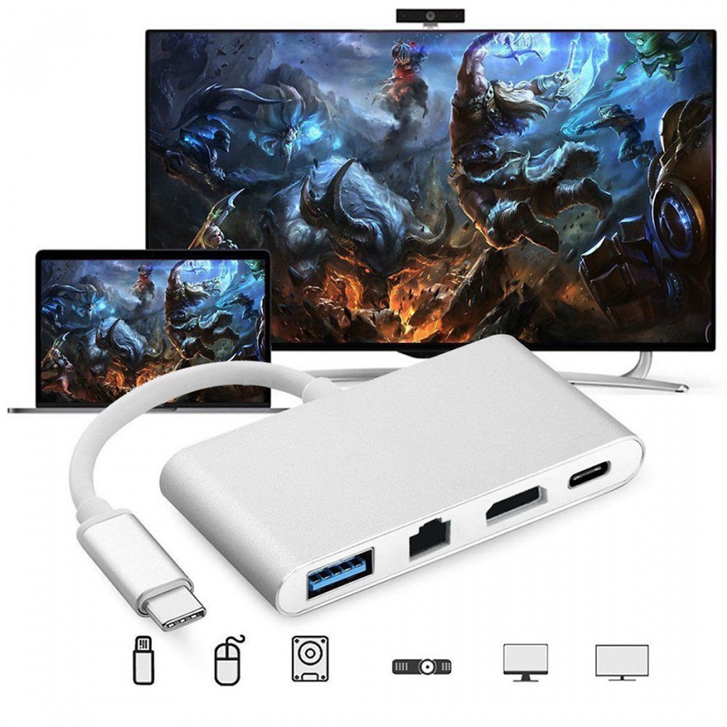 Cáp Chuyển Đổi USB Type C Sang HDMI, Hub USB Và Cổng Lan