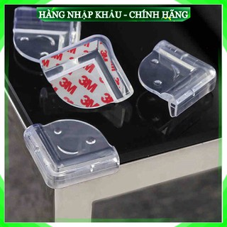 Bộ 4 Miếng Bọc Bịt Góc + Dán 2 Mặt Cạnh Bàn Kính Ghế Silicon Chống Va Đập Bảo Vệ An Toàn Cho Bé Trong Suốt