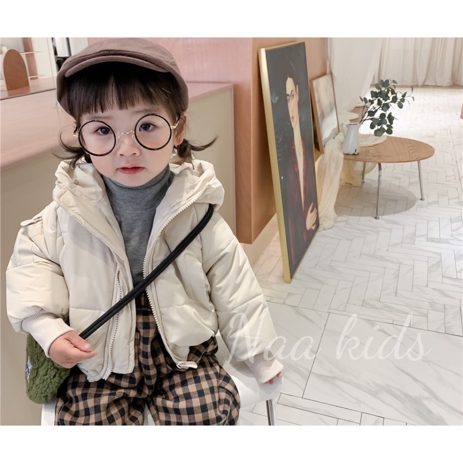 Áo khoác trẻ em, áo phao cho bé lót lông vũ dày dặn có kèm mũ tai gấu phong cách hàn , áo ấm cho bé 0-3 tuổi