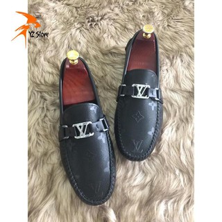 Giày lười in hoa da bò 100%