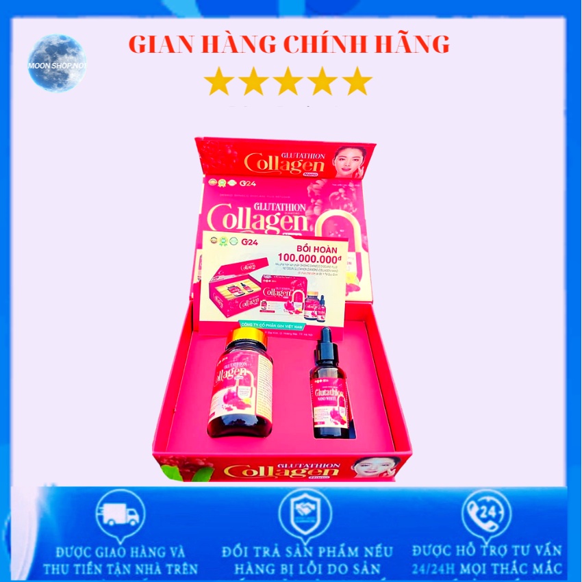 Glutathion Collagen nano 600mg: gồm 1 hộp collagen 30 viên+ serum dưỡng da 30ml