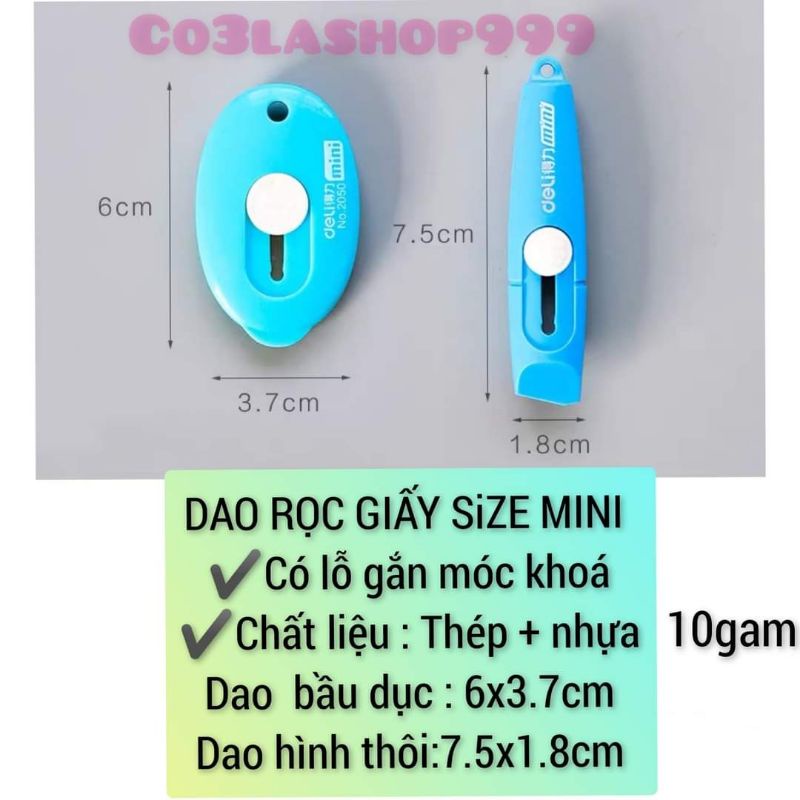 Dao rọc giấy deli size mini có lỗ để gắn vào móc khoá nhiều mẫu