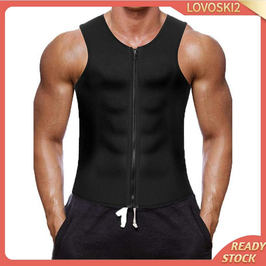Men Zipper Sauna Sweat Trainer Vest Neoprene Yoga Thermal Body Shaper S