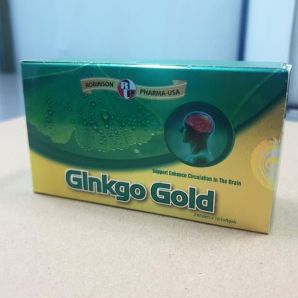 Viên uống tuần hoàn não, Ginkgo Biloba, tăng cường trí nhớ, giảm stress - Ginkgo Gold - Robinson Pharma USA