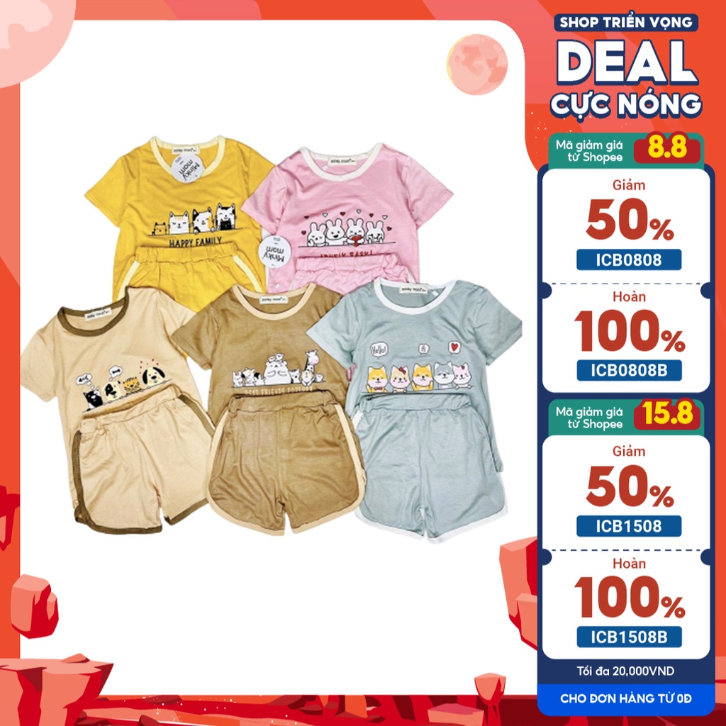 Quần áo bé trai và bé gái tay ngắn Minky Mom chất liệu thun lạnh thoáng mát mùa hè