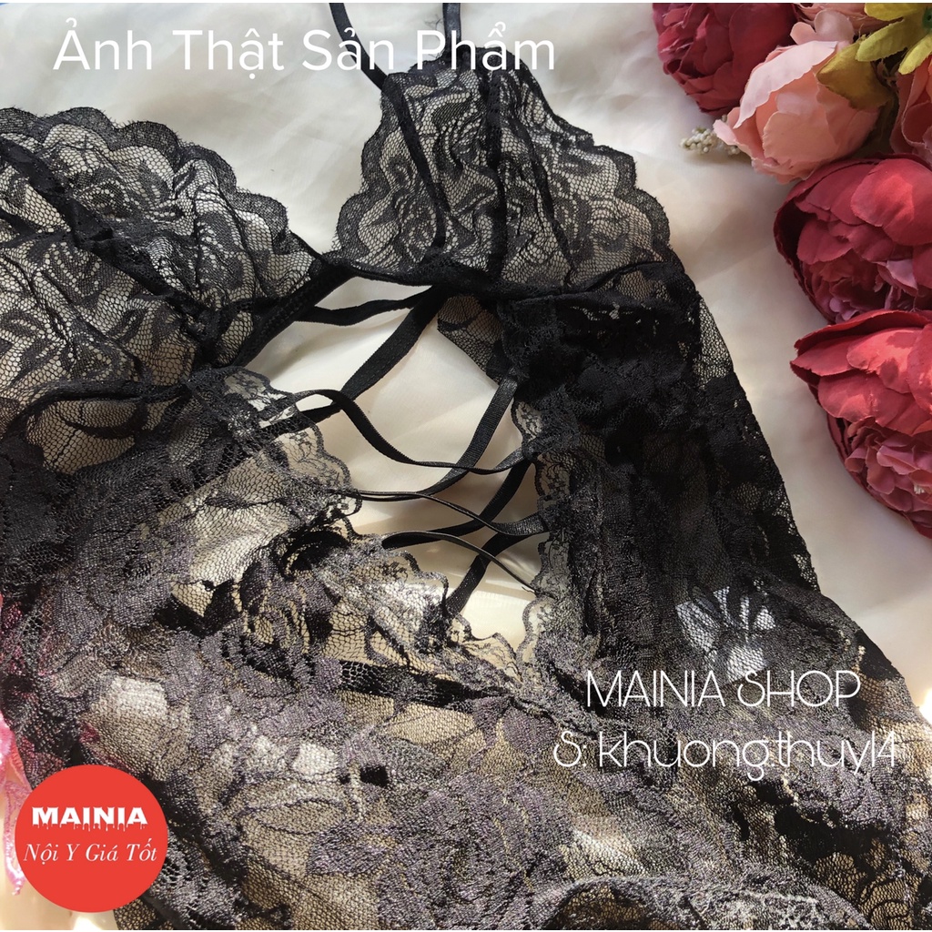 [Tặng Chíp] Bộ Đồ Ngủ Ren Lọt Khe Hở Đáy Xuyên Thấu Sexy Gợi Cảm Màu Đen Mainia Shop