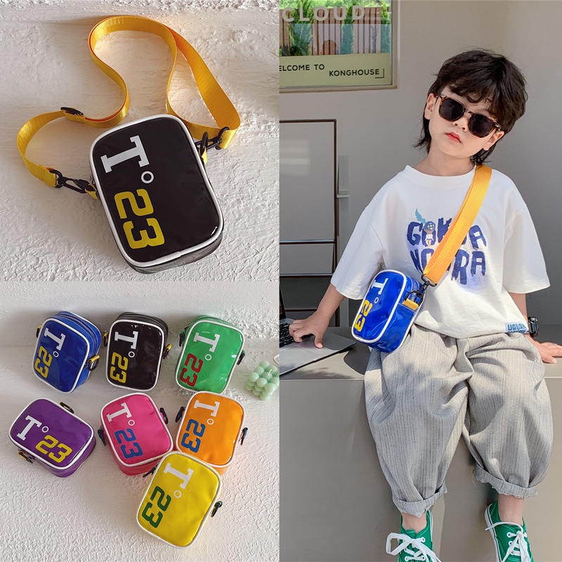Túi Đeo Chéo Mini Bằng Da PU In Chữ Thời Trang Dành Cho Bé Trai