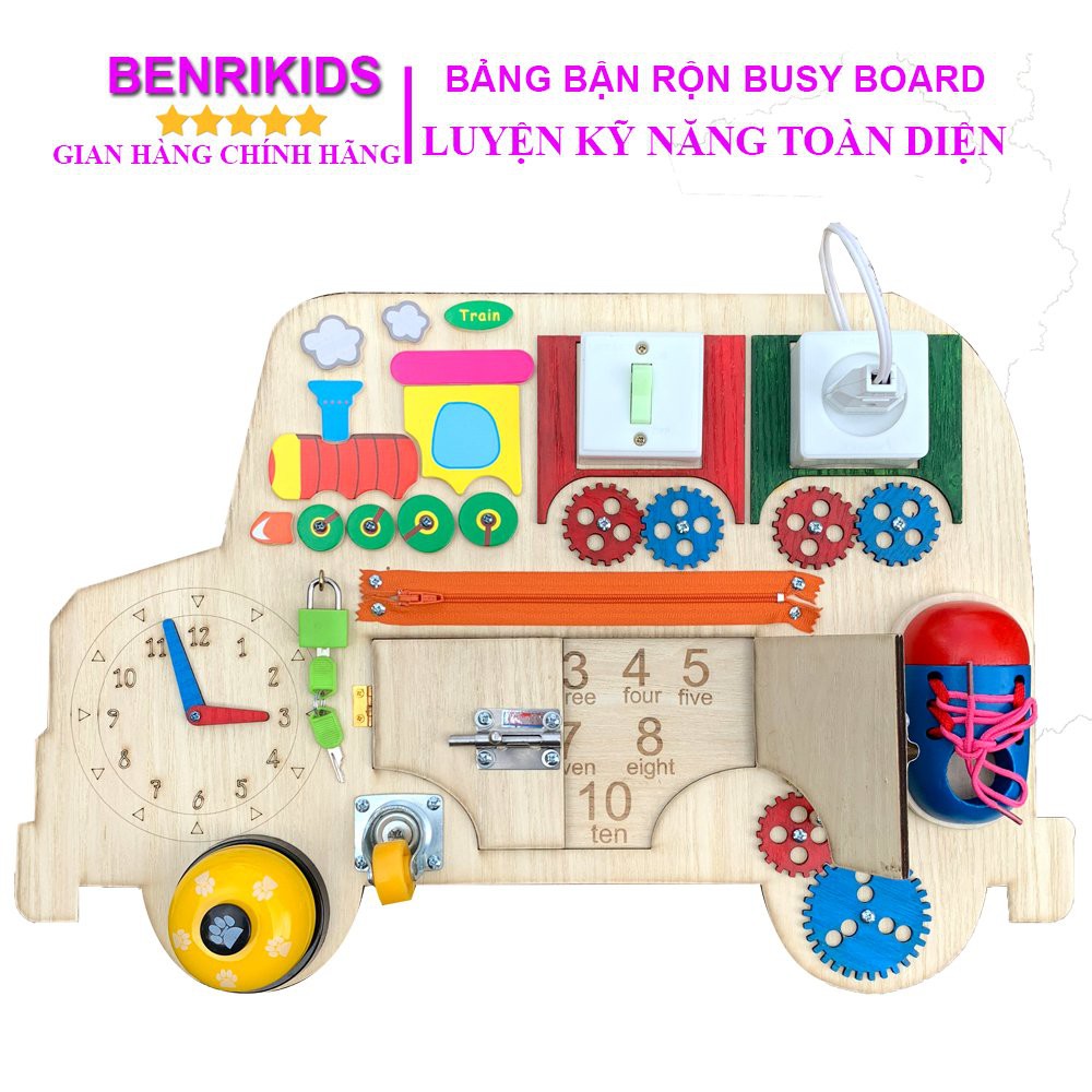 Đồ Chơi Gỗ Bảng Bận Rộn Ô Tô Giúp Bé Phát Triển Trí Tuệ Benrikids