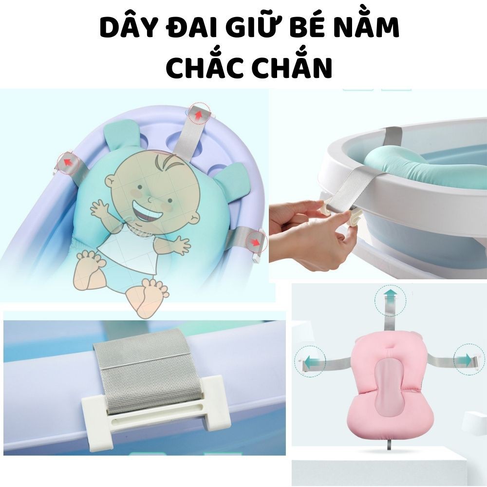 Lưới tắm cho bé phao nằm tắm cho trẻ sơ sinh xốp lưới vải chống trơn trượt đặt vào chậu tắm đỡ lưng đầu an toàn