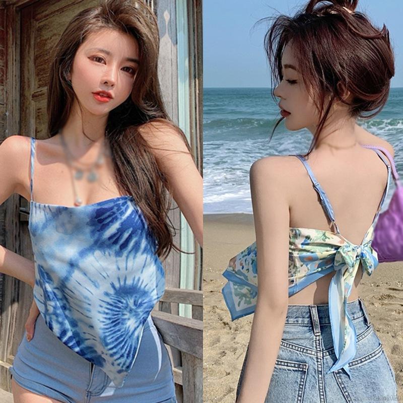 Áo Lửng Hai Dây In Họa Tiết Phong Cách Quyến Rũ Dành Cho Nữ | BigBuy360 - bigbuy360.vn