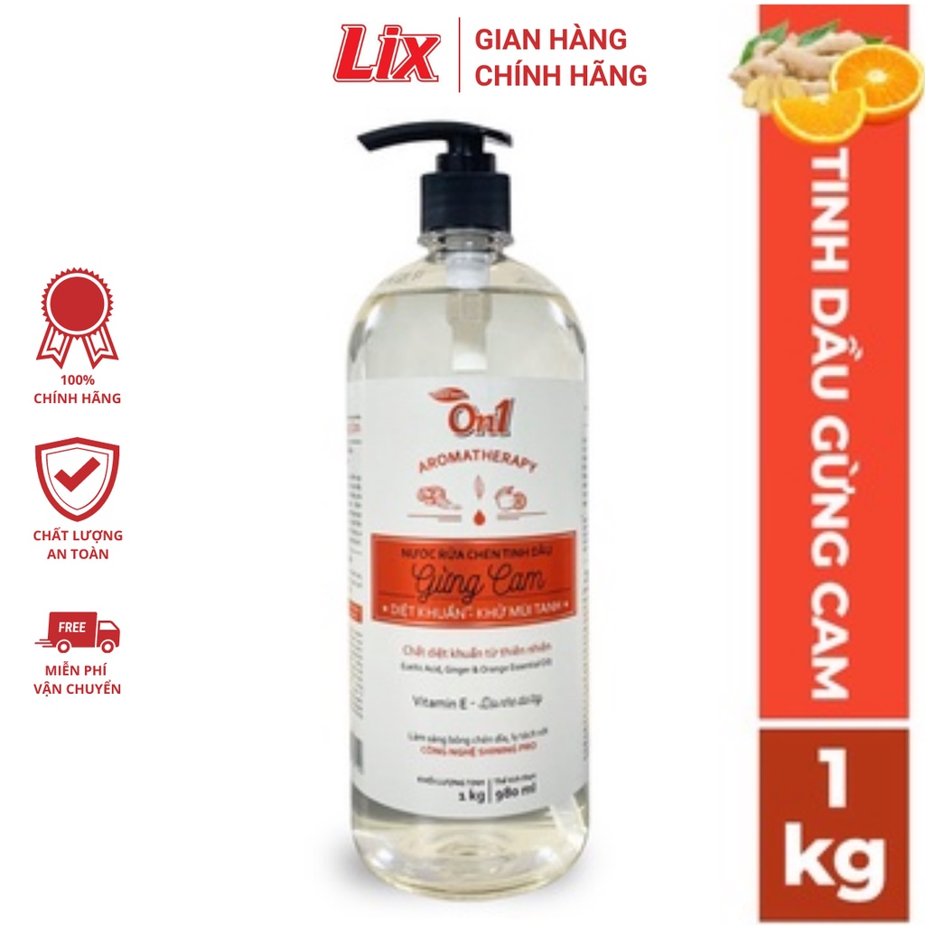 Túi nước rửa chén Siêu Sạch Lix 1.5Kg sạch bóng vết dầu mỡ tinh dầu gừng cam/ gừng sả thơm mát an toàn cho da tay - On1