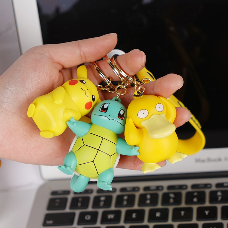 Original Pokemon Pikachu Keychain Pokémon Squirtle Psyduck Charmander Keychain Gift