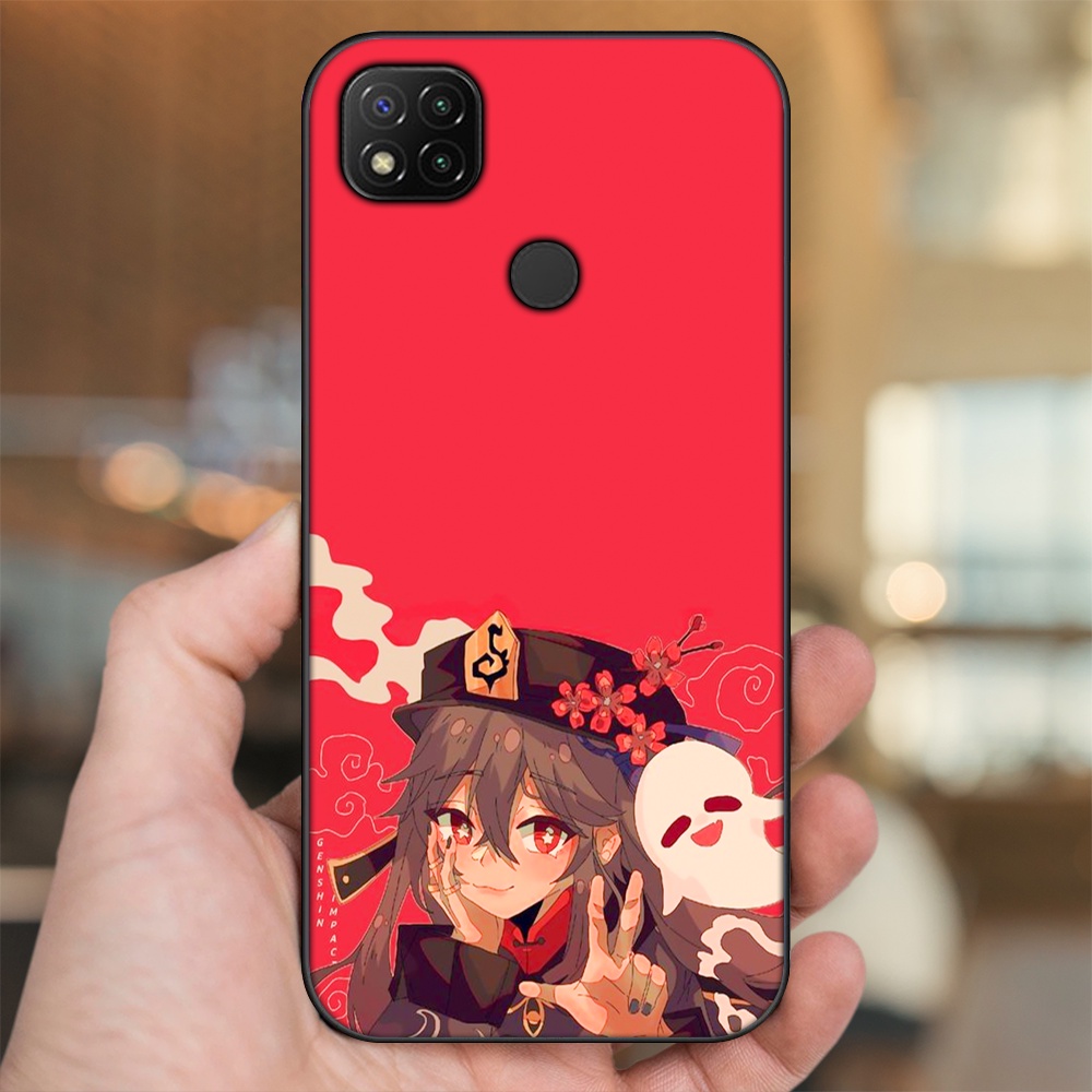 Ốp lưng Xiaomi Redmi 9C viền đen in hình Hutao Genshin Impact