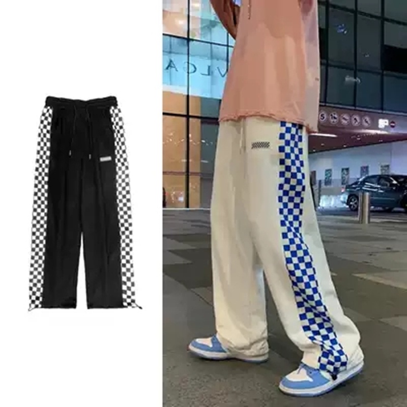 Quần thể thao NRVP lưng cao ống rộng size lớn họa tiết caro thời trang cho nam và nữ