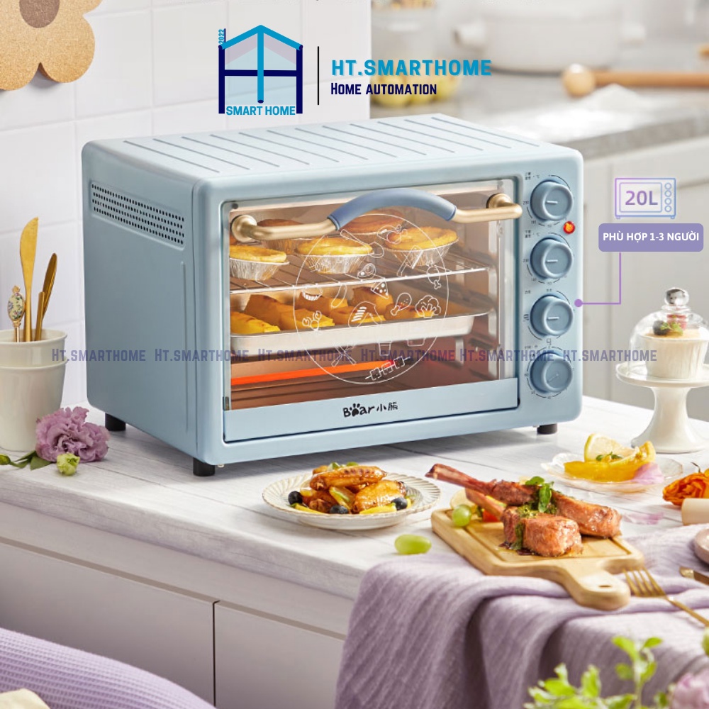 Lò nướng đa năng Bear DKX-C20D1 dung tích 20L công suất 1200W - Điều khiển cơ kiểm soát nhiệt độ độc lập
