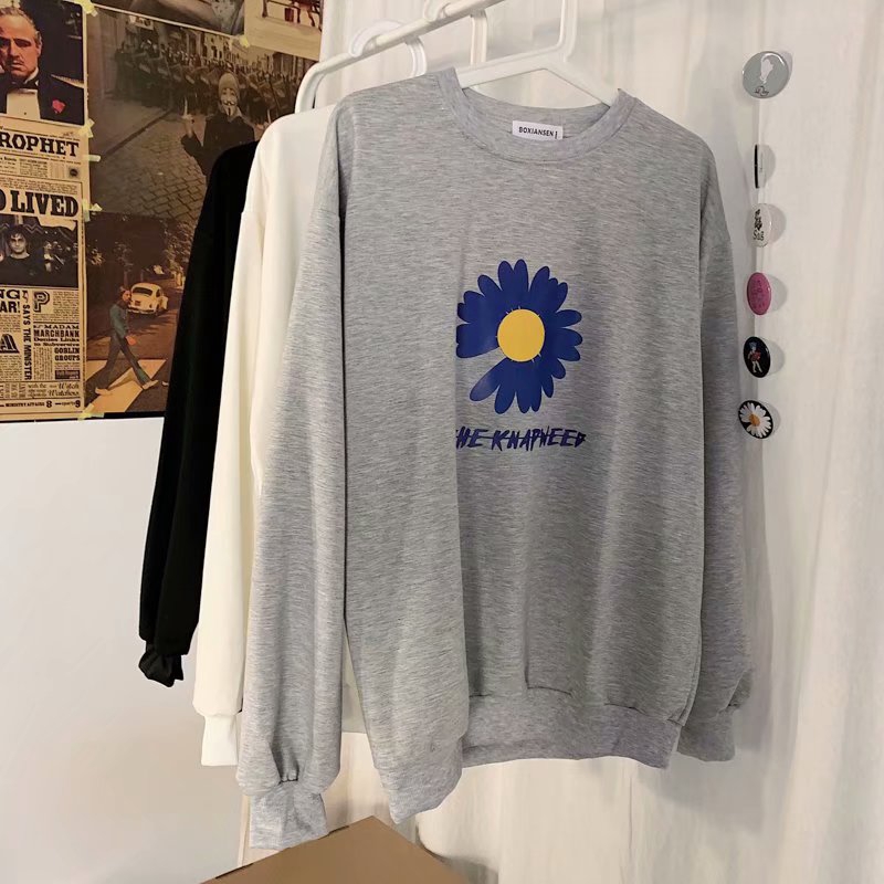 Áo Sweater dài tay in hình hoa cúc size M-3Xl | BigBuy360 - bigbuy360.vn