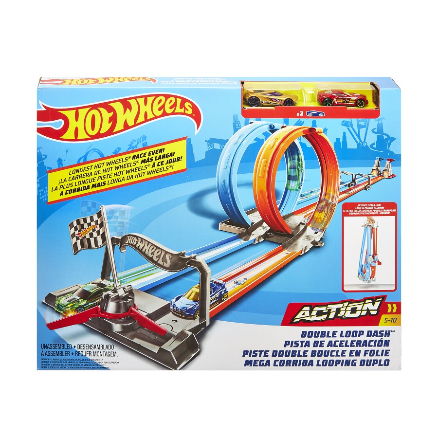Đồ chơi Hot Wheels - Đường đua xoắn kép siêu tốc xếp gọn Hot Wheels - Mã SP GFH85