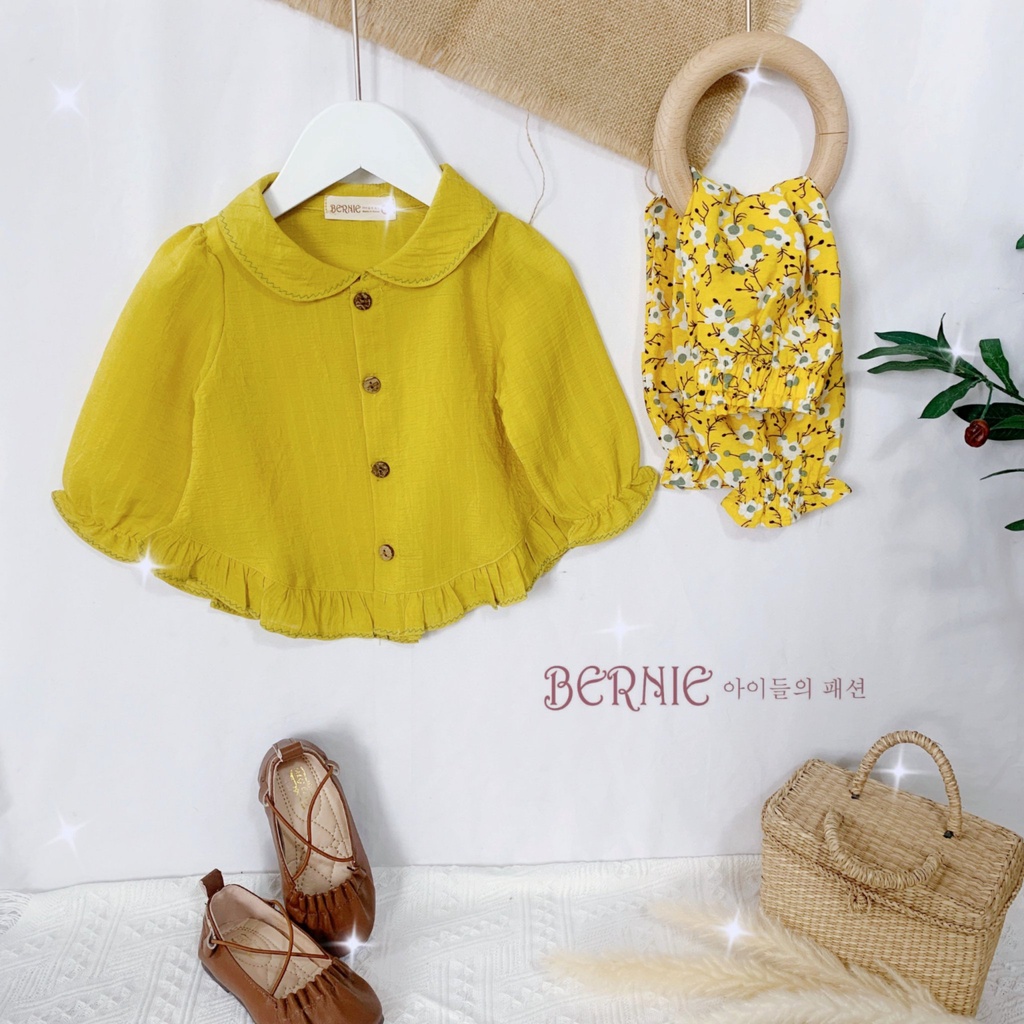 Bộ đũi cổ sen hoa nhí siêu yêu cho bé, bộ thu đông dài tay bé gái