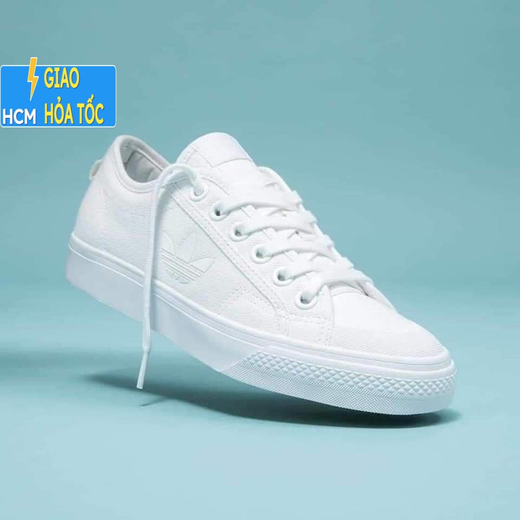 Giày Adidas Nizza Chính Hãng 💙FREESHIP💙 Adidas Nữ Nizza Ba Lá All White - Giày Vải Thể Thao Nam Nữ - Simple Sneaker