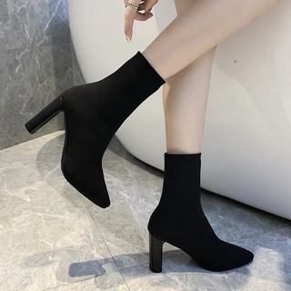 Bốt/Boots nữ len gân dáng cổ lửng