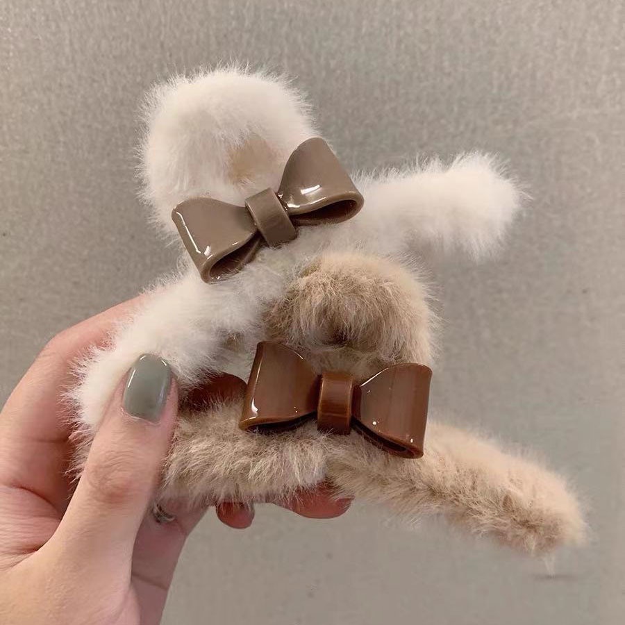 Kẹp bấu tóc vải bông đính nơ lớn thời trang thu đông mới