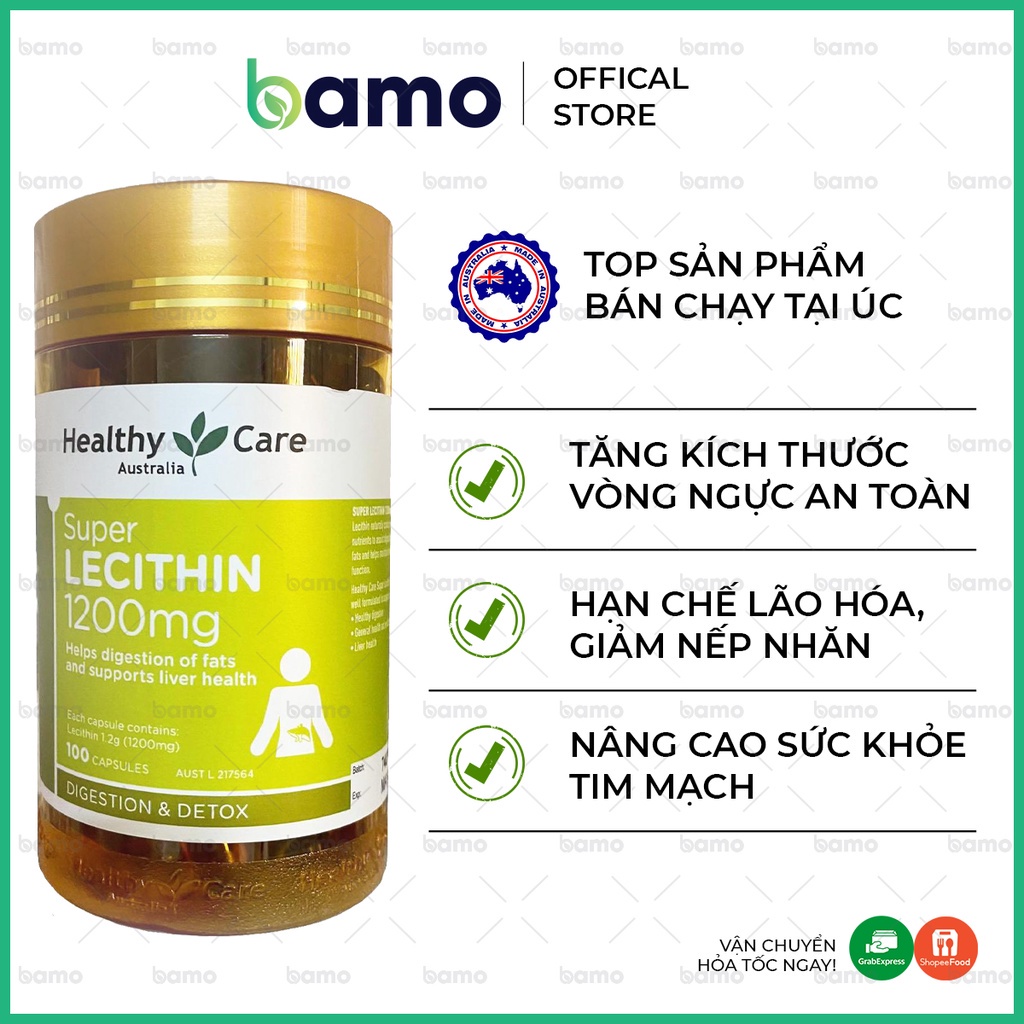 {Cam Kết Hàng Chính Hãng} Mầm Đậu Nành Healthy Care Super Lecithin 1200mg 100 Viên