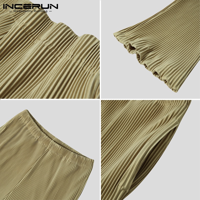 Quần dài INCERUN ống đứng dáng rộng thiết kế đơn giản phong cách cổ điển hợp thời trang cho nam