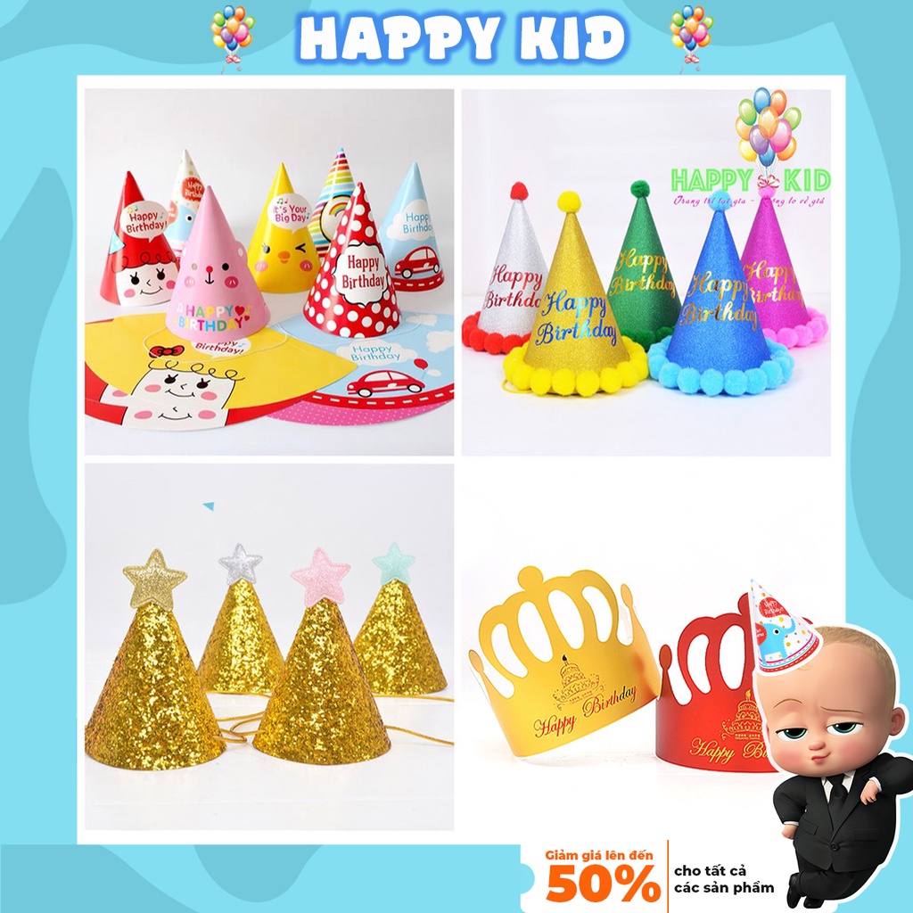 Mũ sinh nhật nón sinh nhật cho bé hàn quốc người lớn mini dễ thương ngộ nghĩnh HAPPYKID NSN