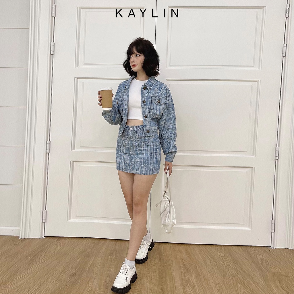Chân váy jean kẻ N1739 - KAYLIN